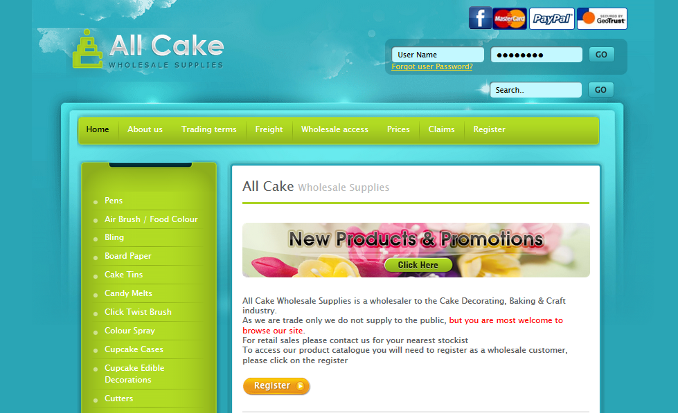 Supplier of all your baking and cake decorating products Wholesaler